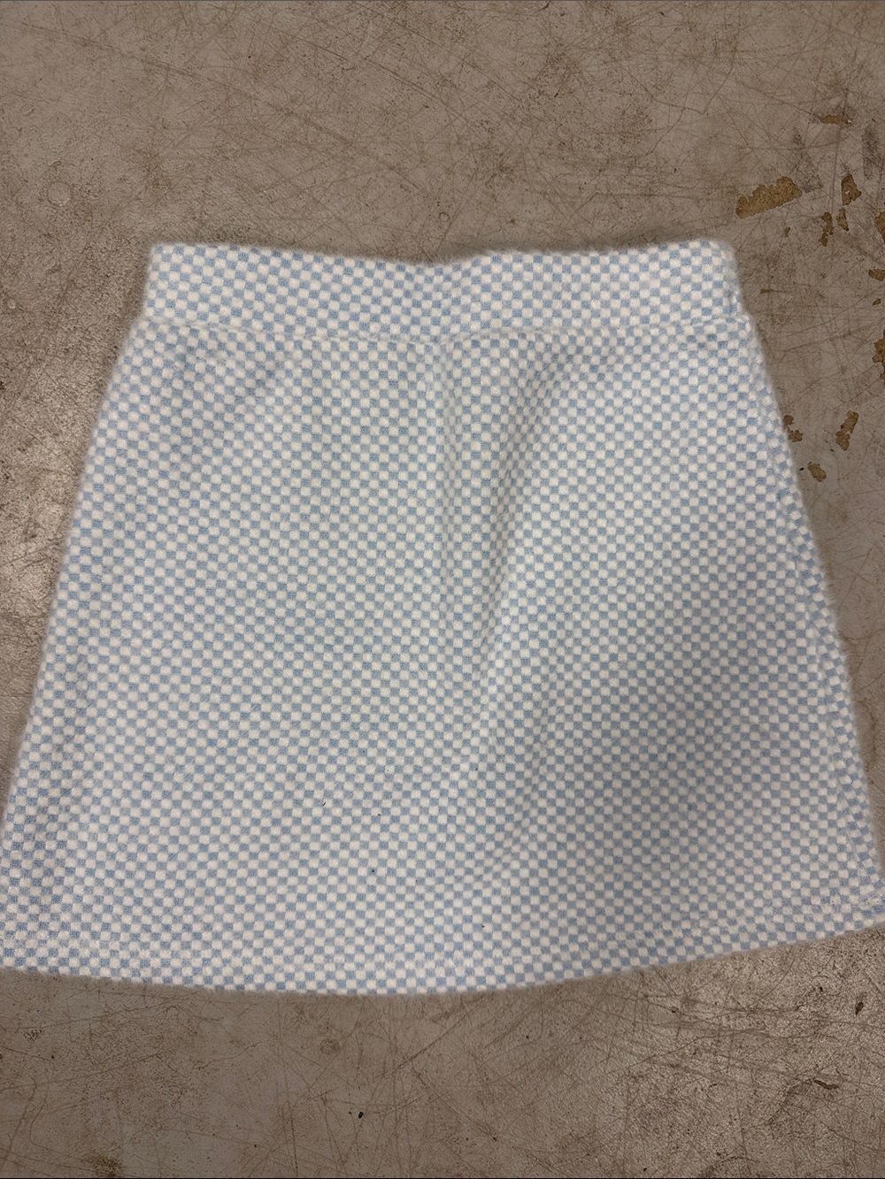 Classic Light Blue & White Check Size Small ZARA Mini Skirt - Knit Soft Pattern